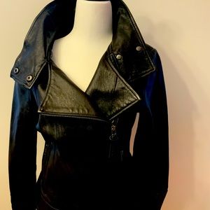 Aritzia Black Leather Moto Jacket